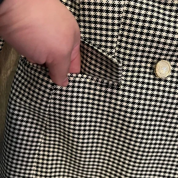 Zara DOUBLE BREASTED HOUNDSTOOTH BLAZER - Picture 7 of 10